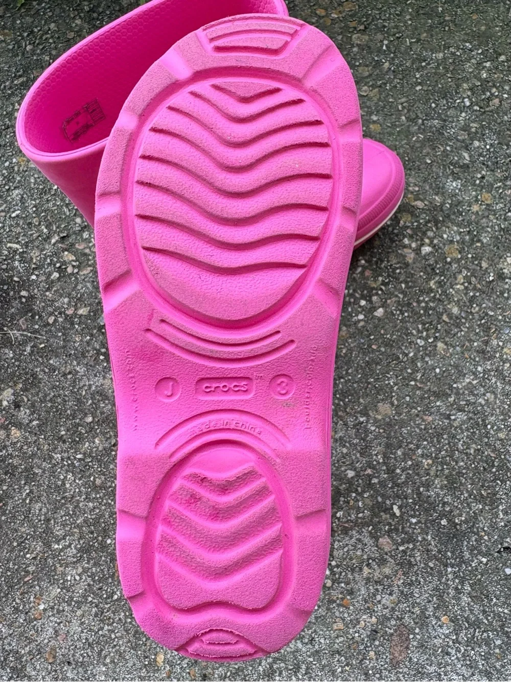 Crocs Jaunt Youth Girls Sz 3 Pink Rain Boots Mud Puddle Pull On Waterproof